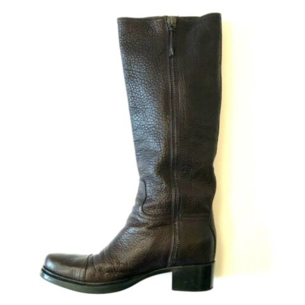 Miu Miu Dual Zip Riding Boots 41 11 Brown Leather